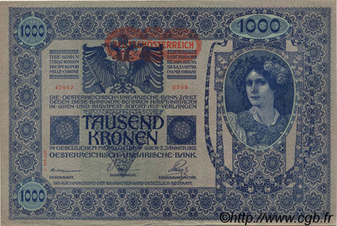 1000 Kronen ÖSTERREICH  1919 P.061 SS