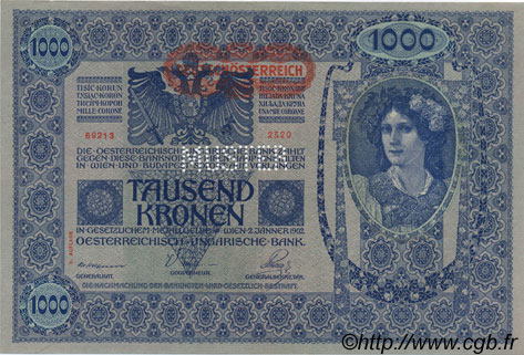1000 Kronen Spécimen AUTRICHE  1919 P.061s pr.NEUF