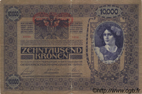 10000 Kronen AUSTRIA  1919 P.062a RC+
