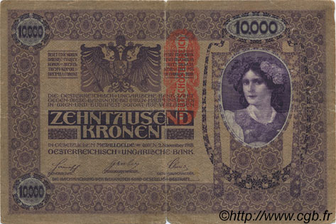 10000 Kronen ÖSTERREICH  1919 P.064 SGE