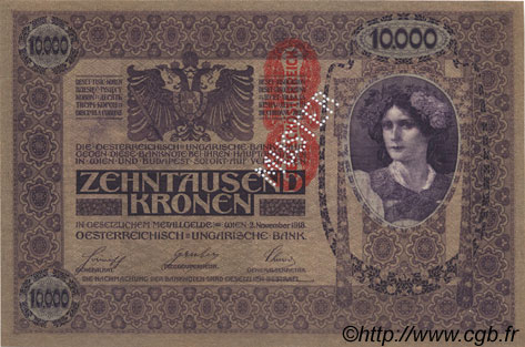 10000 Kronen Spécimen AUSTRIA  1919 P.064s FDC