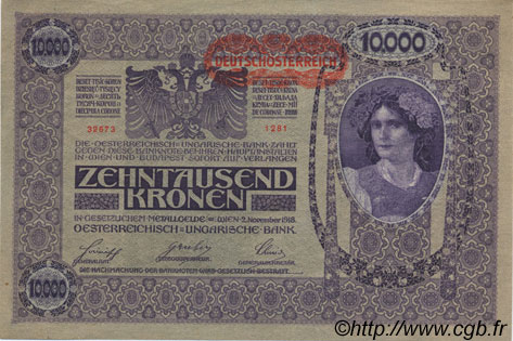 10000 Kronen AUSTRIA  1919 P.065 SC+
