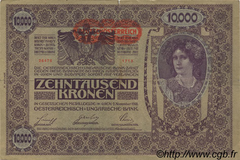 10000 Kronen AUSTRIA  1919 P.066 F