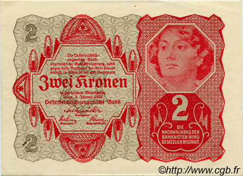 2 Kronen AUSTRIA  1922 P.074 SPL+