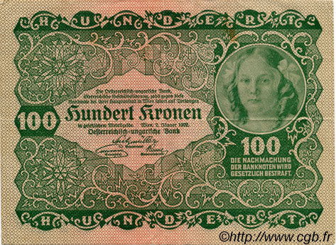 100 Kronen AUSTRIA  1922 P.077 VF