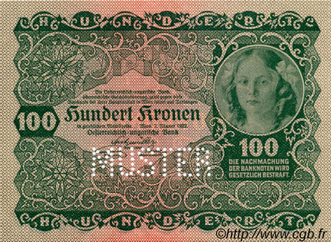 100 Kronen Spécimen ÖSTERREICH  1922 P.077s ST