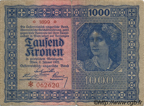 1000 Kronen AUSTRIA  1922 P.078 F