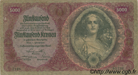 5000 Kronen AUSTRIA  1922 P.079 F