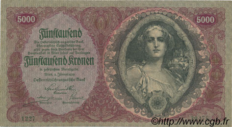 5000 Kronen AUSTRIA  1922 P.079 q.SPL