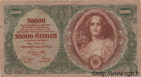 50000 Kronen AUSTRIA  1922 P.080 BC