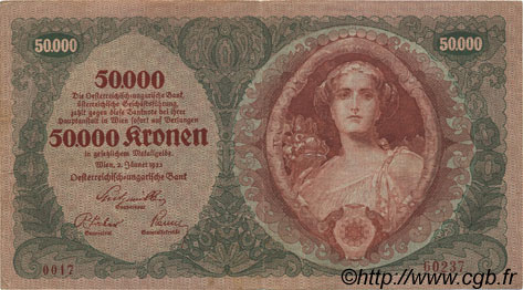 50000 Kronen AUSTRIA  1922 P.080 VF