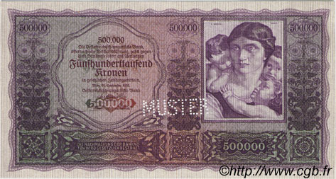 500000 Kronen Spécimen ÖSTERREICH  1922 P.084s ST