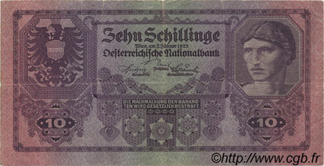 10 Schillinge AUSTRIA  1925 P.089 F