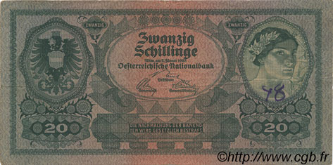 20 Schillinge ÖSTERREICH  1925 P.090 fSS