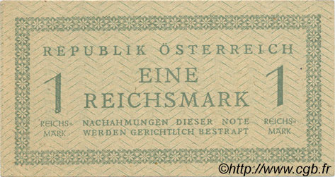 1 Reichsmark AUSTRIA  1945 P.113a XF