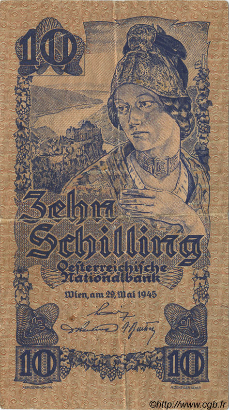 10 Schilling AUSTRIA  1945 P.114 F+