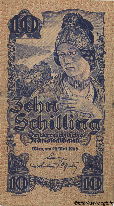 10 Schilling AUSTRIA  1945 P.114 MBC