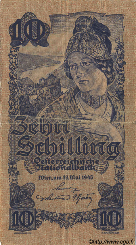10 Schilling ÖSTERREICH  1945 P.114 fS