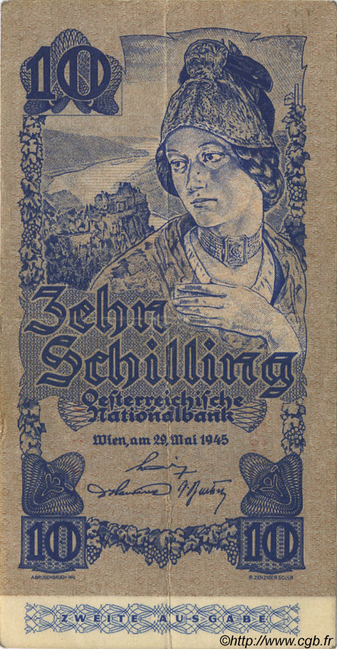 10 Schilling AUSTRIA  1945 P.115 MBC