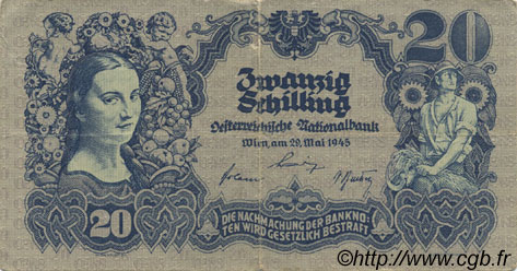 20 Schilling AUSTRIA  1945 P.116 F