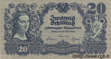 20 Schilling ÖSTERREICH  1945 P.116 VZ