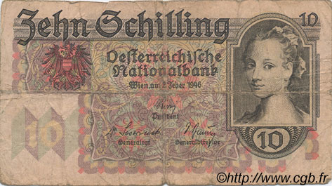 10 Schilling ÖSTERREICH  1946 P.122 fS