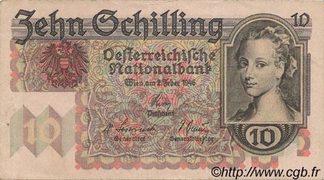 10 Schilling AUSTRIA  1946 P.122 VF+