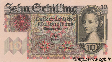 10 Schilling ÖSTERREICH  1946 P.122 fST+