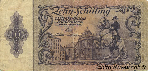 10 Schilling ÖSTERREICH  1950 P.127 S