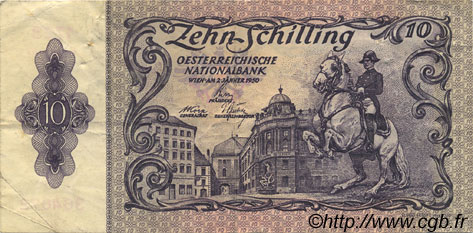 10 Schilling ÖSTERREICH  1950 P.128 fSS