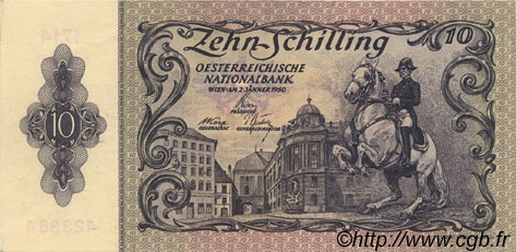 10 Schilling ÖSTERREICH  1950 P.128 fST