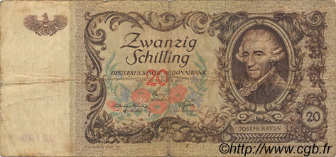20 Schilling ÖSTERREICH  1950 P.129a fS