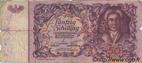 50 Schilling AUSTRIA  1951 P.130 G