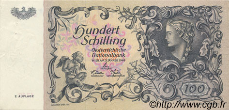 100 Schilling AUSTRIA  1949 P.132 SPL+