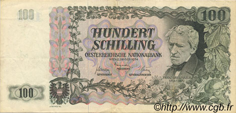 100 Schilling AUSTRIA  1954 P.133 VF
