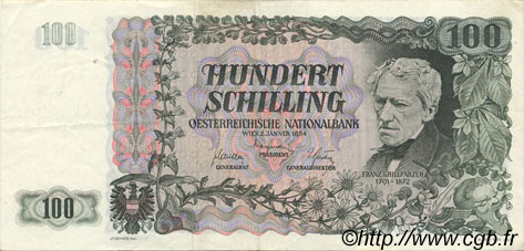 100 Schilling AUSTRIA  1954 P.133 q.SPL