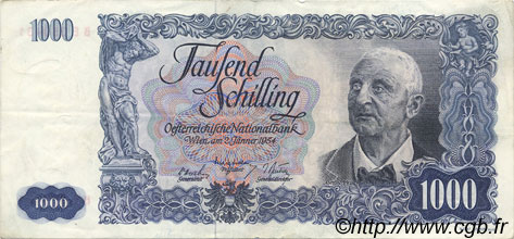 1000 Schilling AUSTRIA  1954 P.135 MBC+