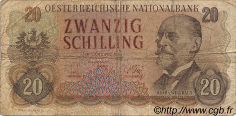 20 Schilling AUSTRIA  1956 P.136a G