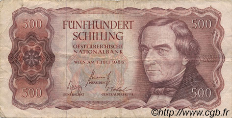 500 Schilling AUSTRIA  1965 P.139 q.BB