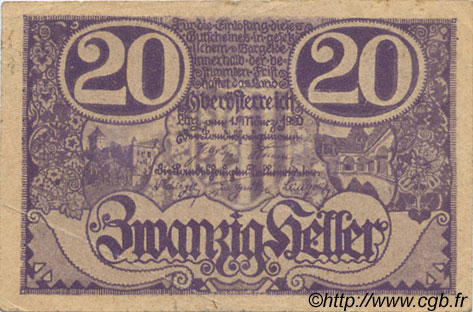 20 Heller AUSTRIA  1920 PS.115d BB