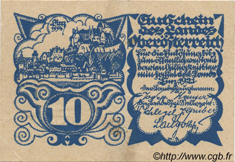 10 Heller ÖSTERREICH  1921 PS.119e VZ