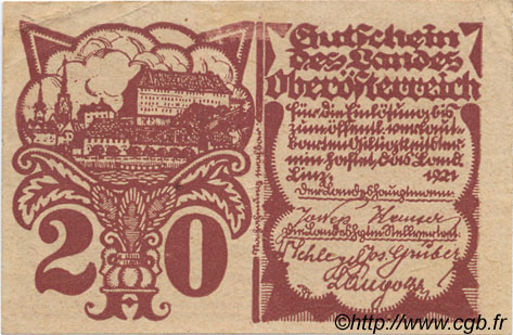 20 Heller AUSTRIA  1921 PS.120a MBC