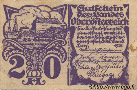 20 Heller AUSTRIA  1921 PS.120b MBC