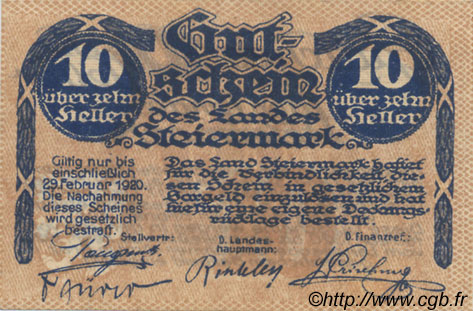 10 Heller AUSTRIA  1919 PS.135 UNC