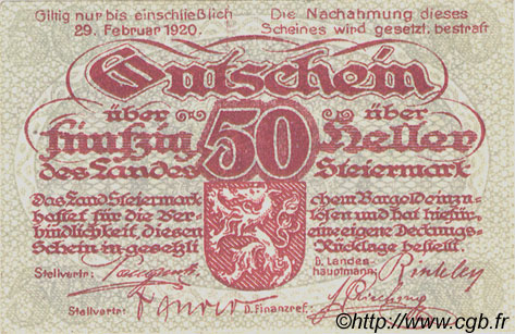 50 Heller AUSTRIA  1919 PS.137 FDC