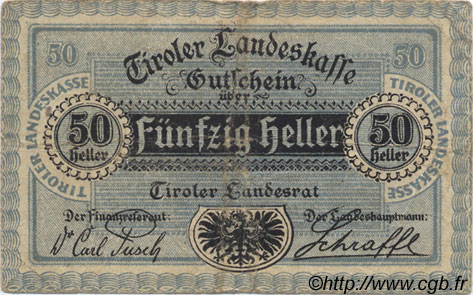 50 Heller ÖSTERREICH  1920 PS.144 fSS