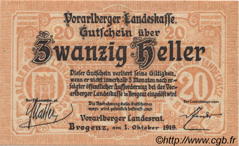 20 Heller AUSTRIA  1919 PS.146 UNC