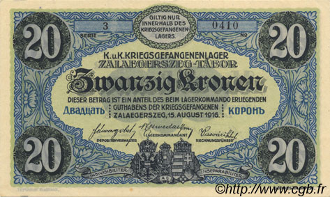 20 Kronen ÖSTERREICH Zalaegerszeg 1916 L.53h fST