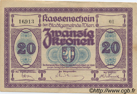 20 Kronen ÖSTERREICH Vienne 1918 -- fVZ