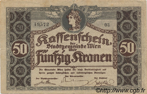 50 Kronen AUSTRIA Vienne 1918 -- BB